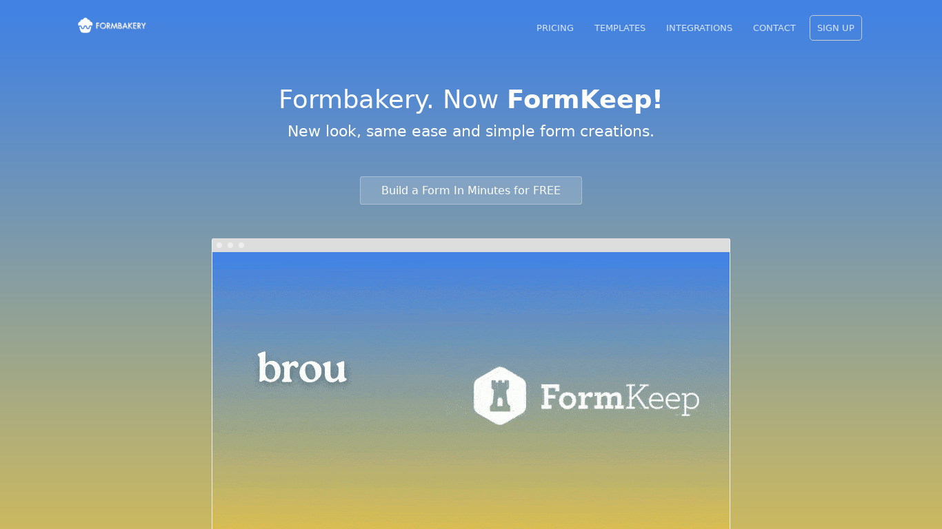 Formbakery Landing page