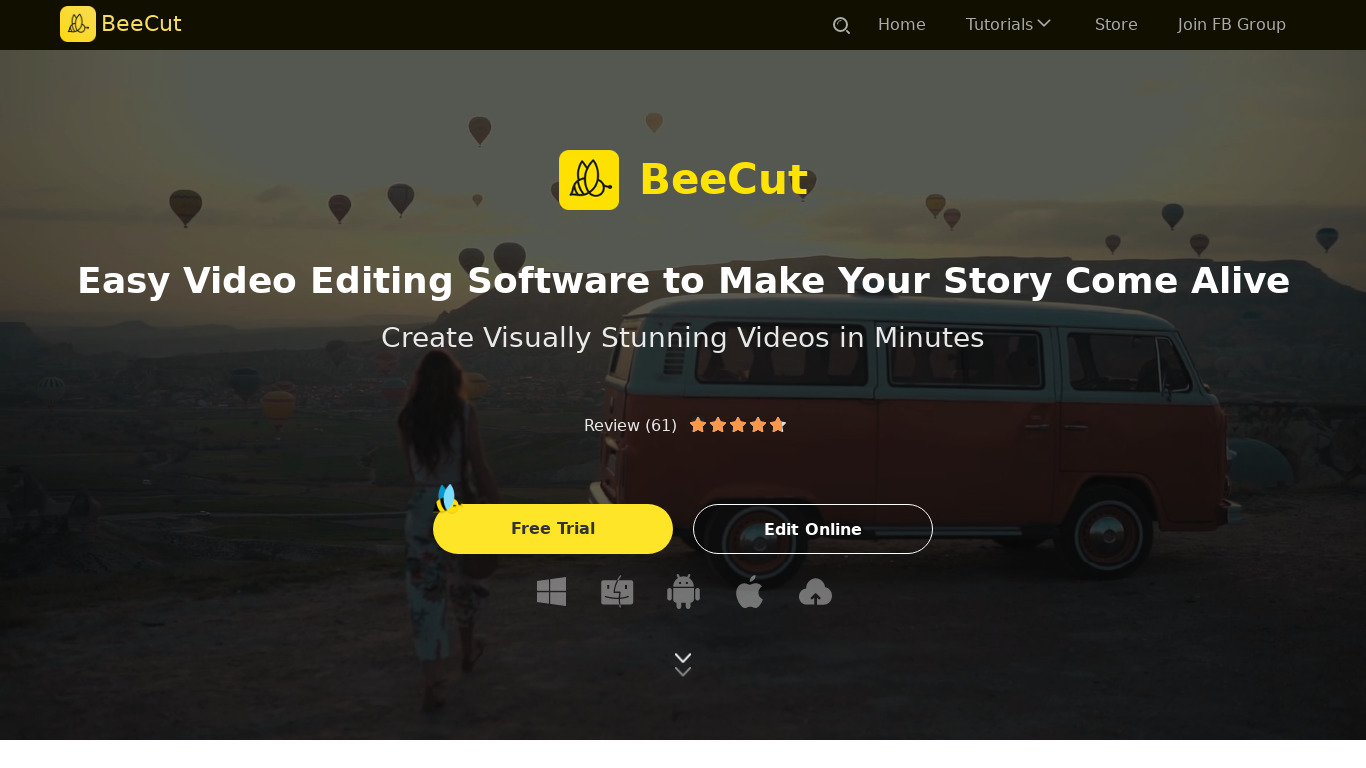 BeeCut Landing page