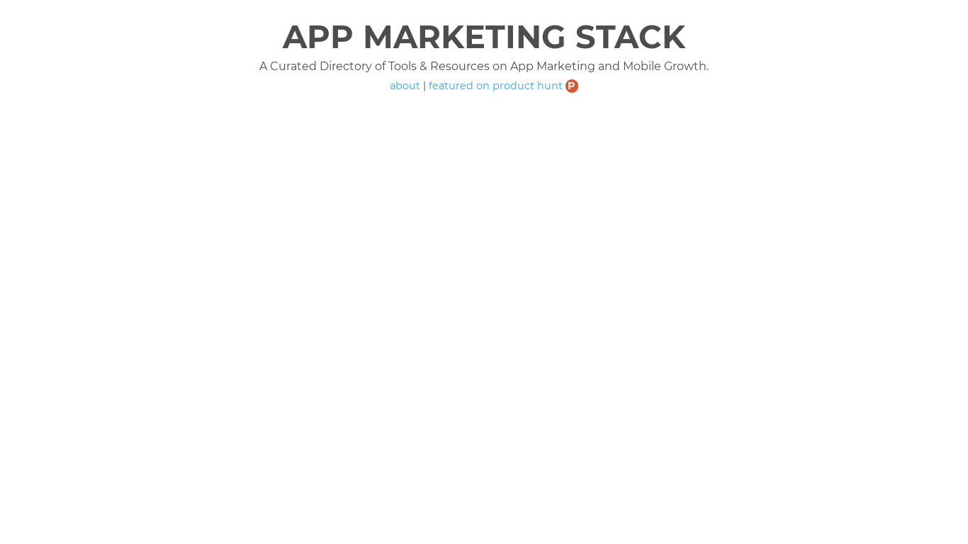 App Marketing Stack Landing page