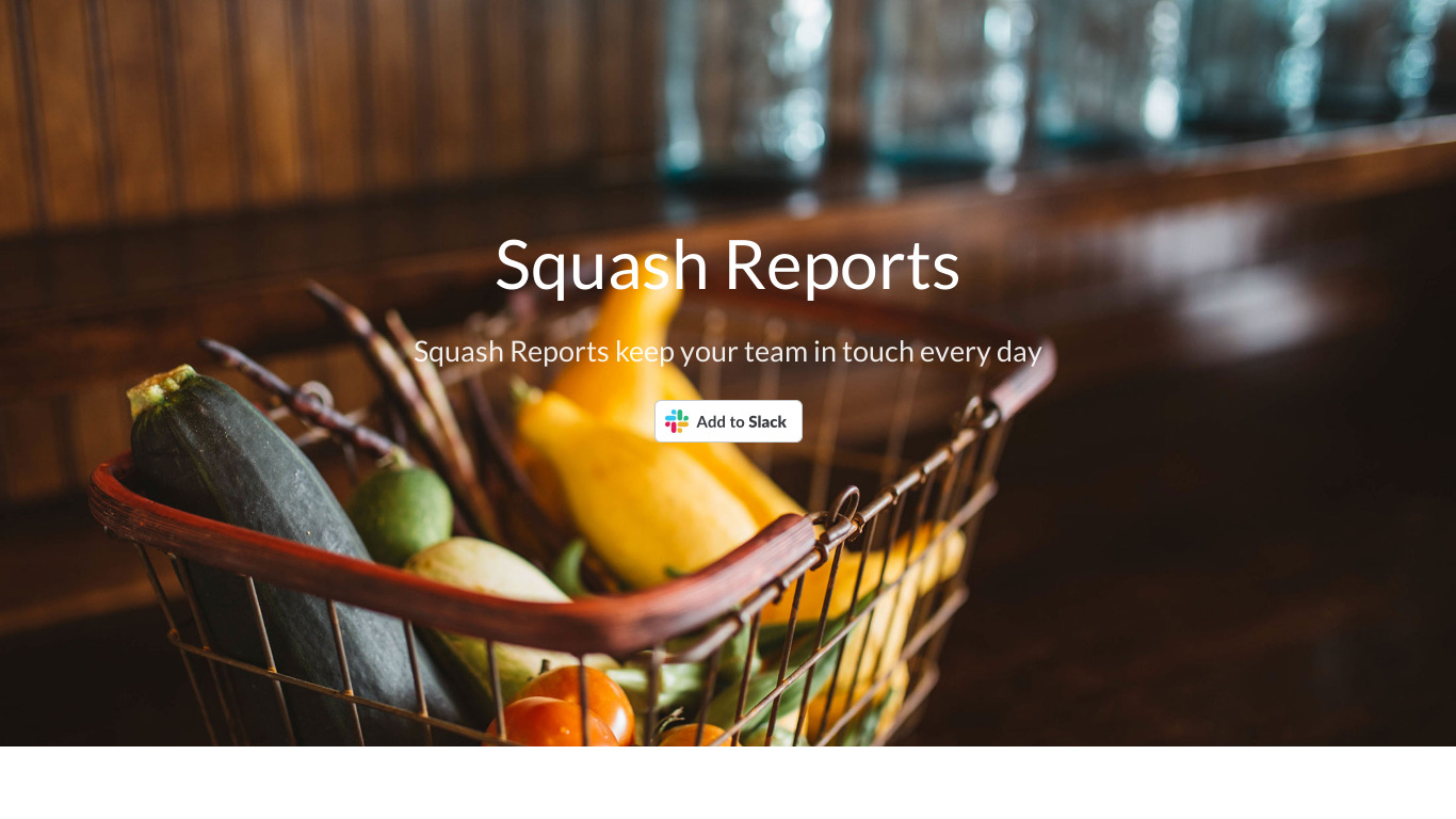 Squash Reports Landing page
