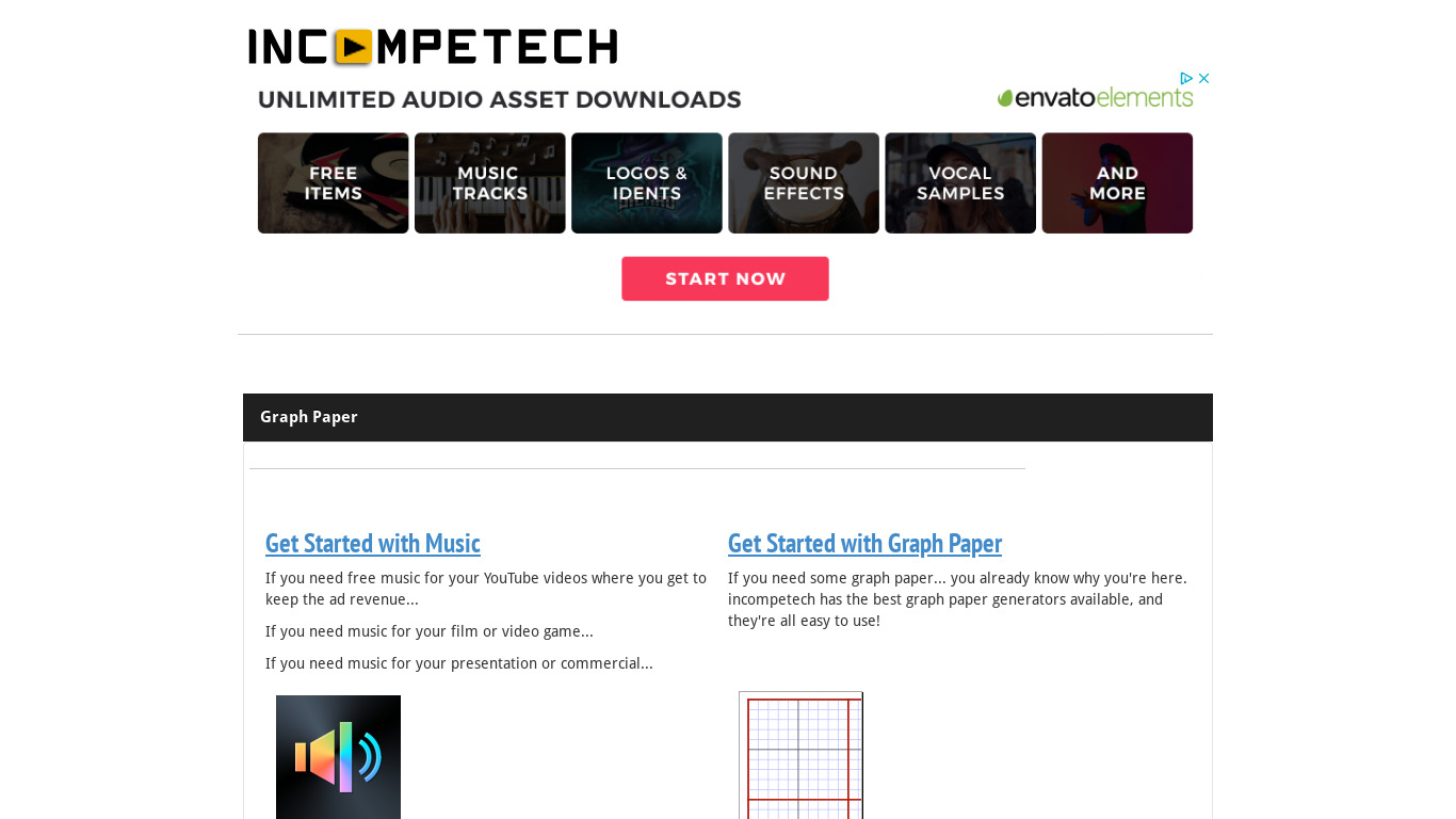 Incompetech Landing page