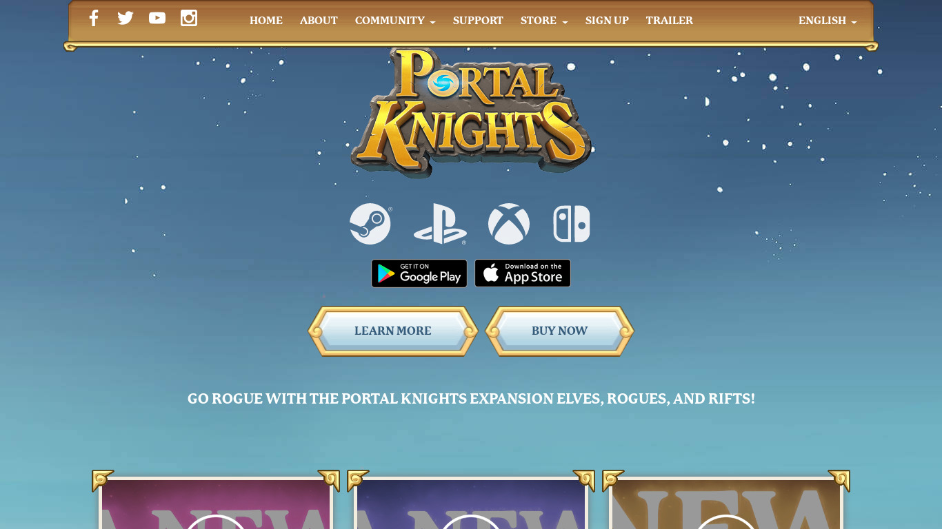 Portal Knights Landing page