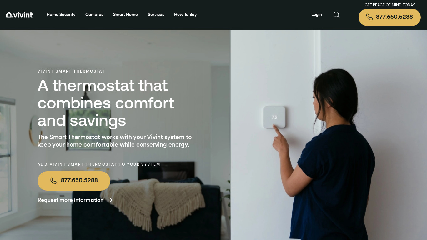 Vivint Element Smart Thermostat Landing page
