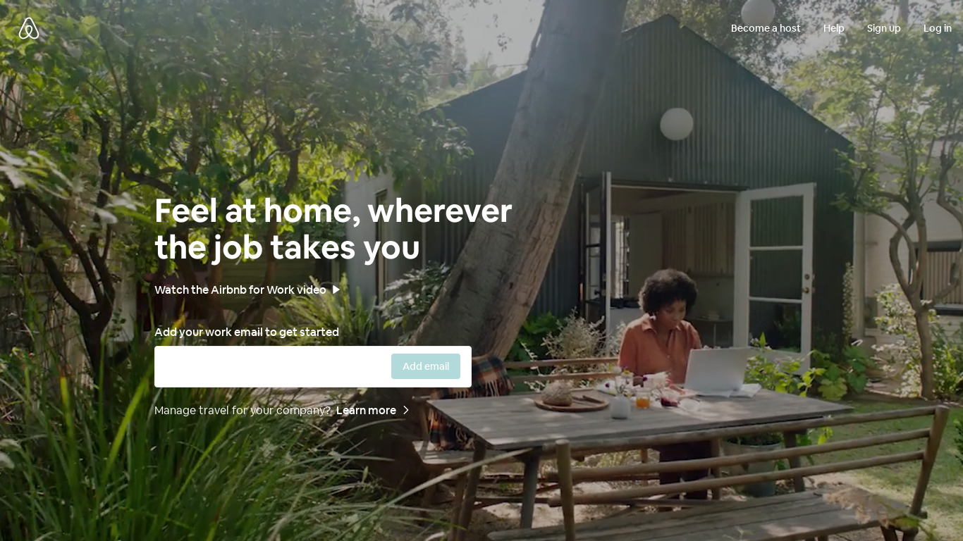 Airbnb for Work Landing page