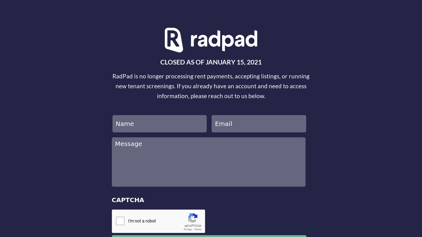RadPad Landing page