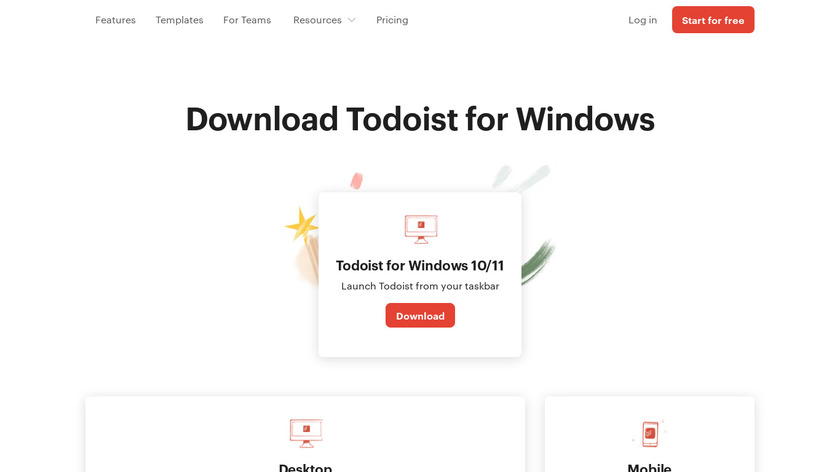 Todoist 10 for iOS Landing Page