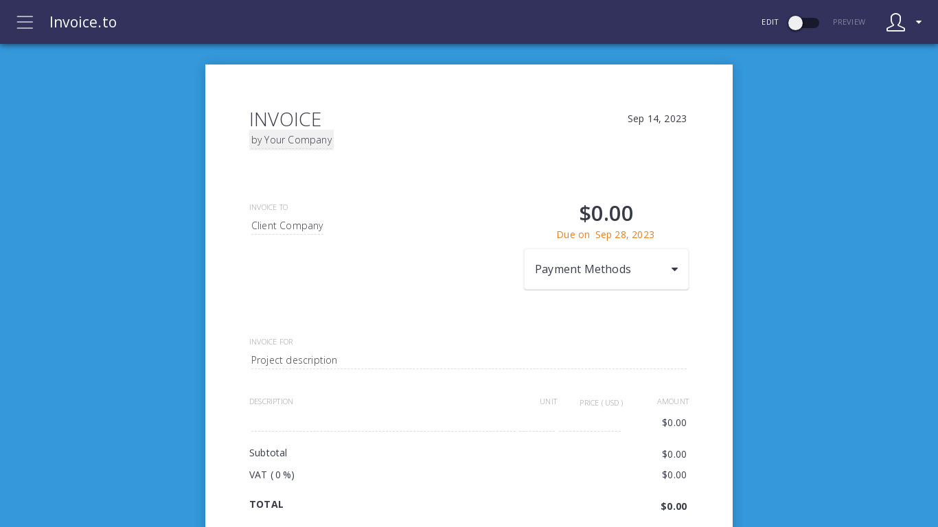 Invoice.to Landing page