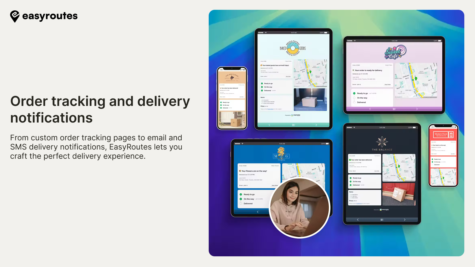 EasyRoutes From custom order tracking pages to email and SMS delivery notifications, EasyRoutes lets you craft the perfect delivery experience.