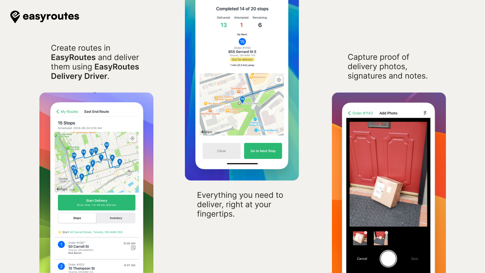 EasyRoutes Create routes in EasyRoutes and deliver them using EasyRoutes Delivery Driver.