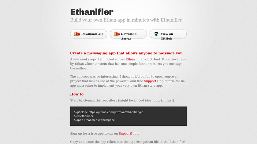 Ethanifier Landing Page