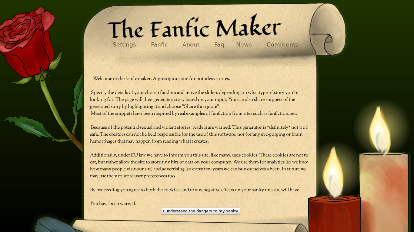 Fanfc Maker Landing page