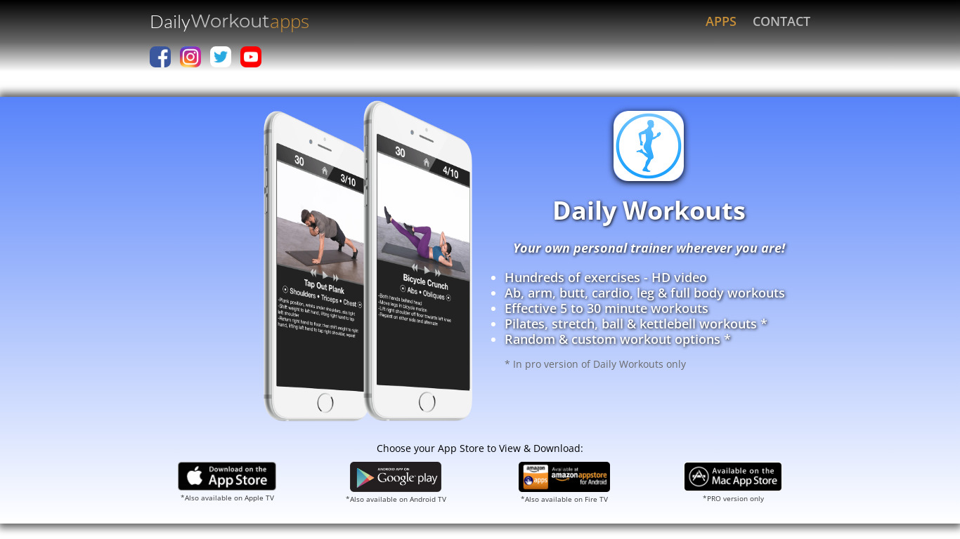 Daily Workouts Landing page