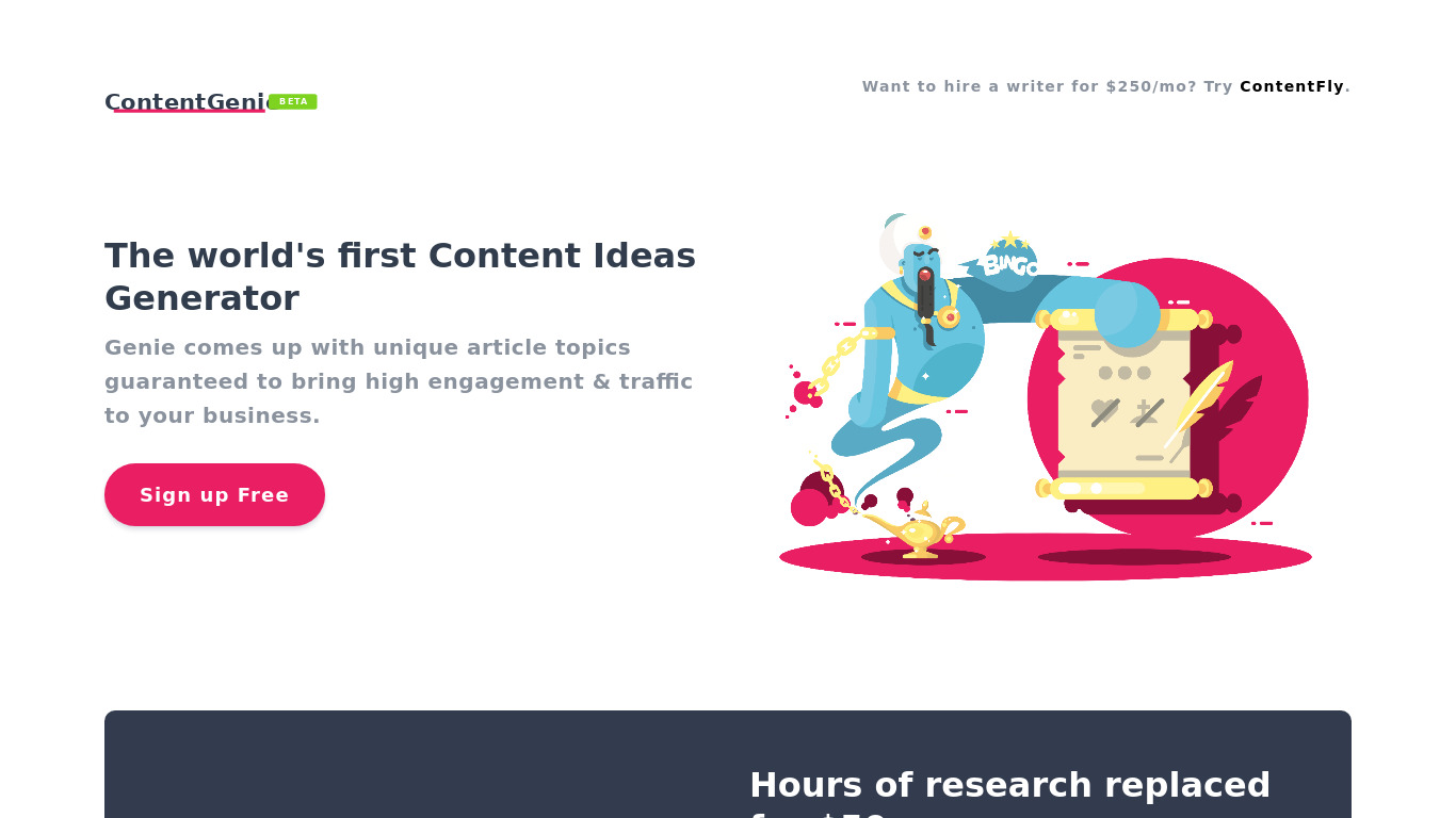 Content Genie by ContentFly Landing page