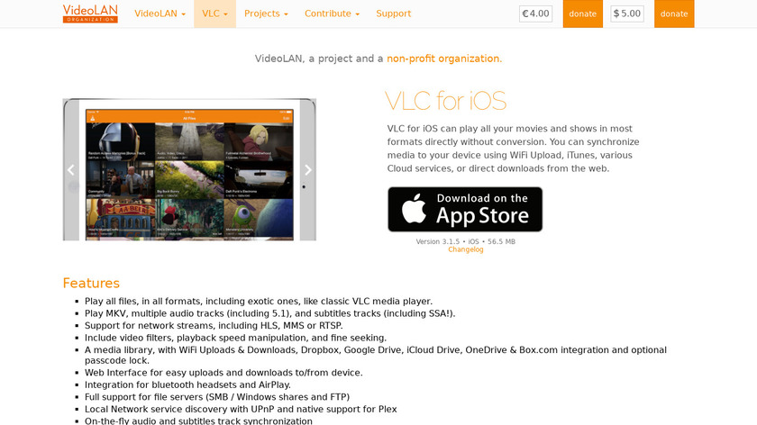 VLC for Mobile Landing Page