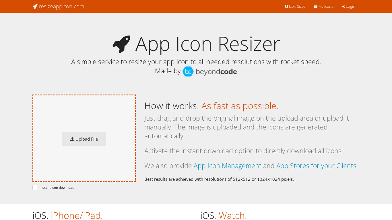 App Icon Resizer Landing page