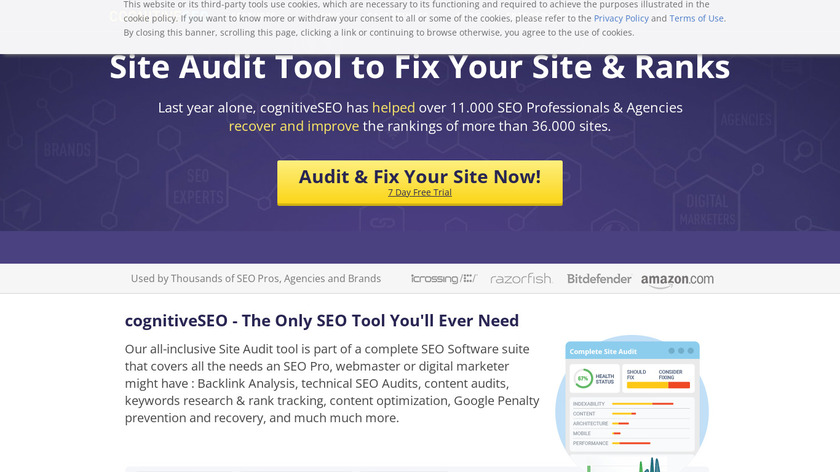 Site Audit by cognitiveSEO Landing Page
