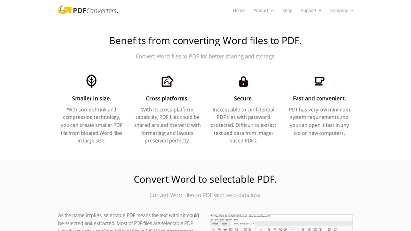Word to PDF Converter Landing Page