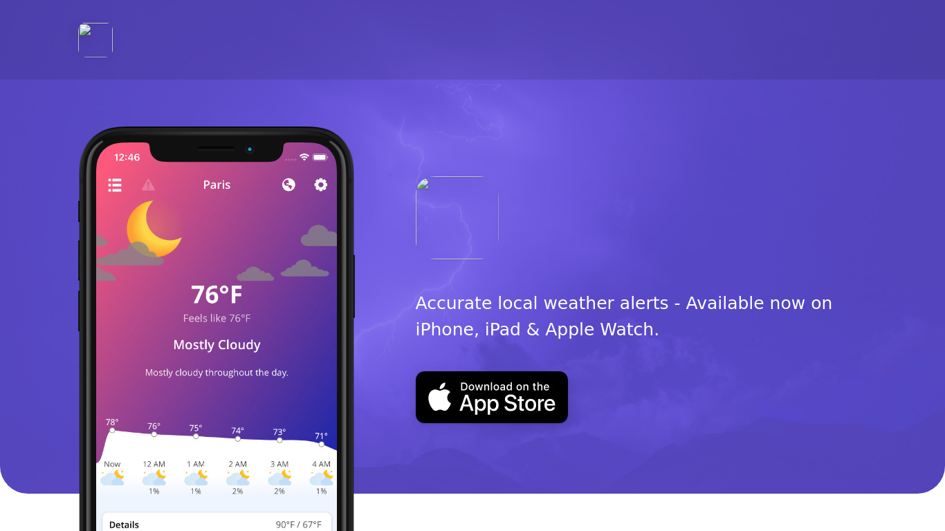Cloudy.app Landing page