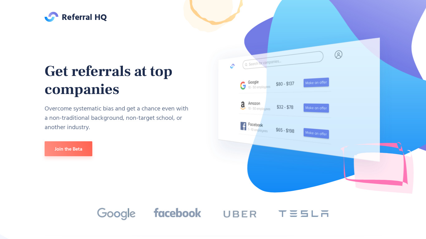 Referral HQ Landing page