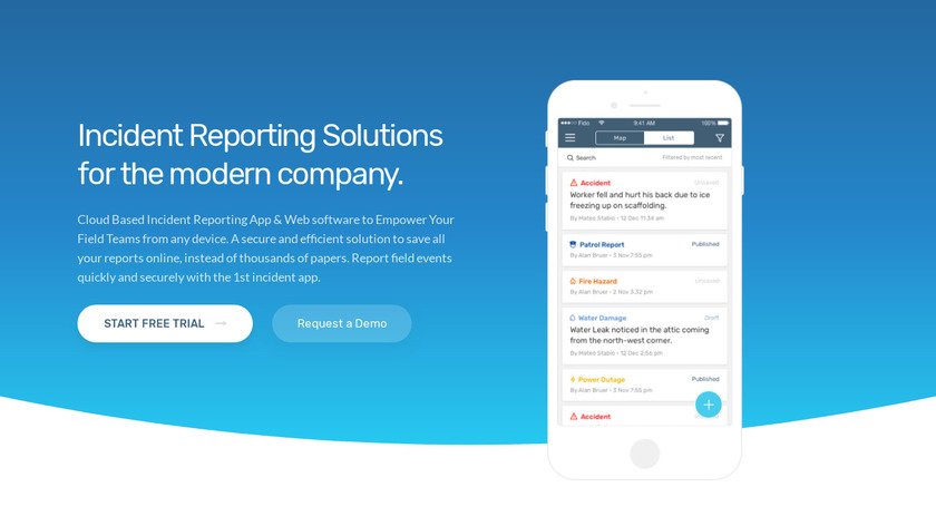 1st Incident Reporting Landing Page
