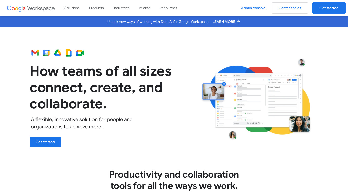 Spaces by Google Landing page