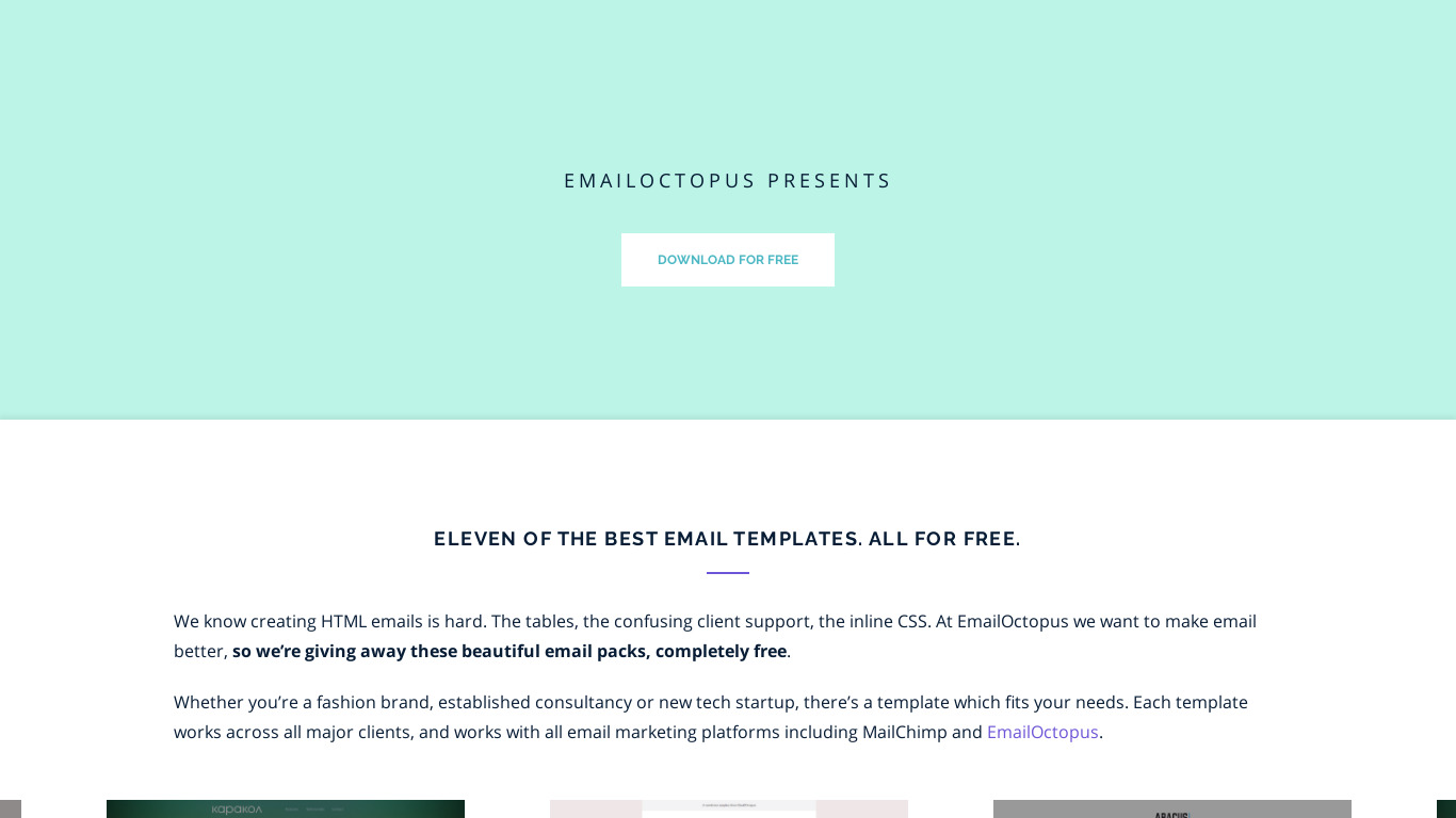 Templates by EmailOctopus Landing page