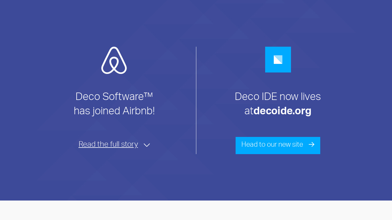 Deco IDE Landing page