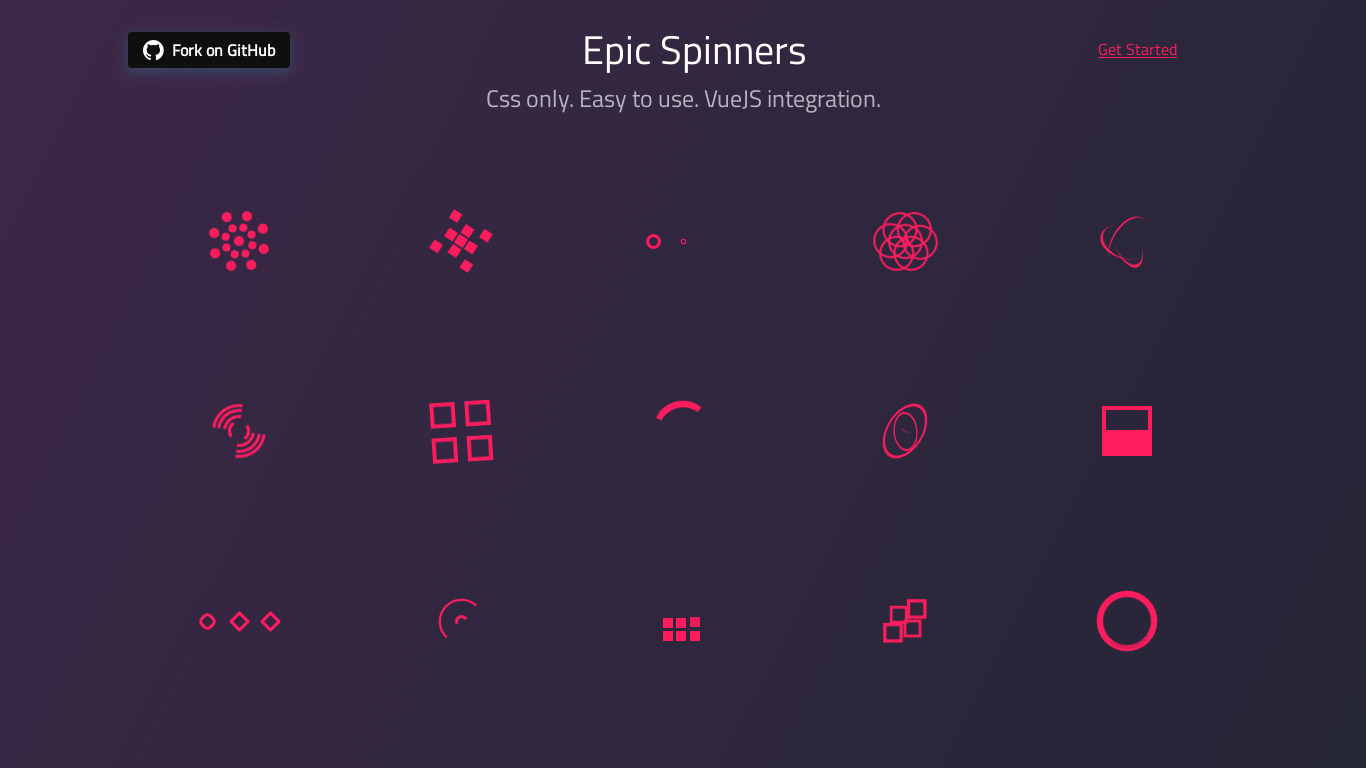Epic Spinners Landing page