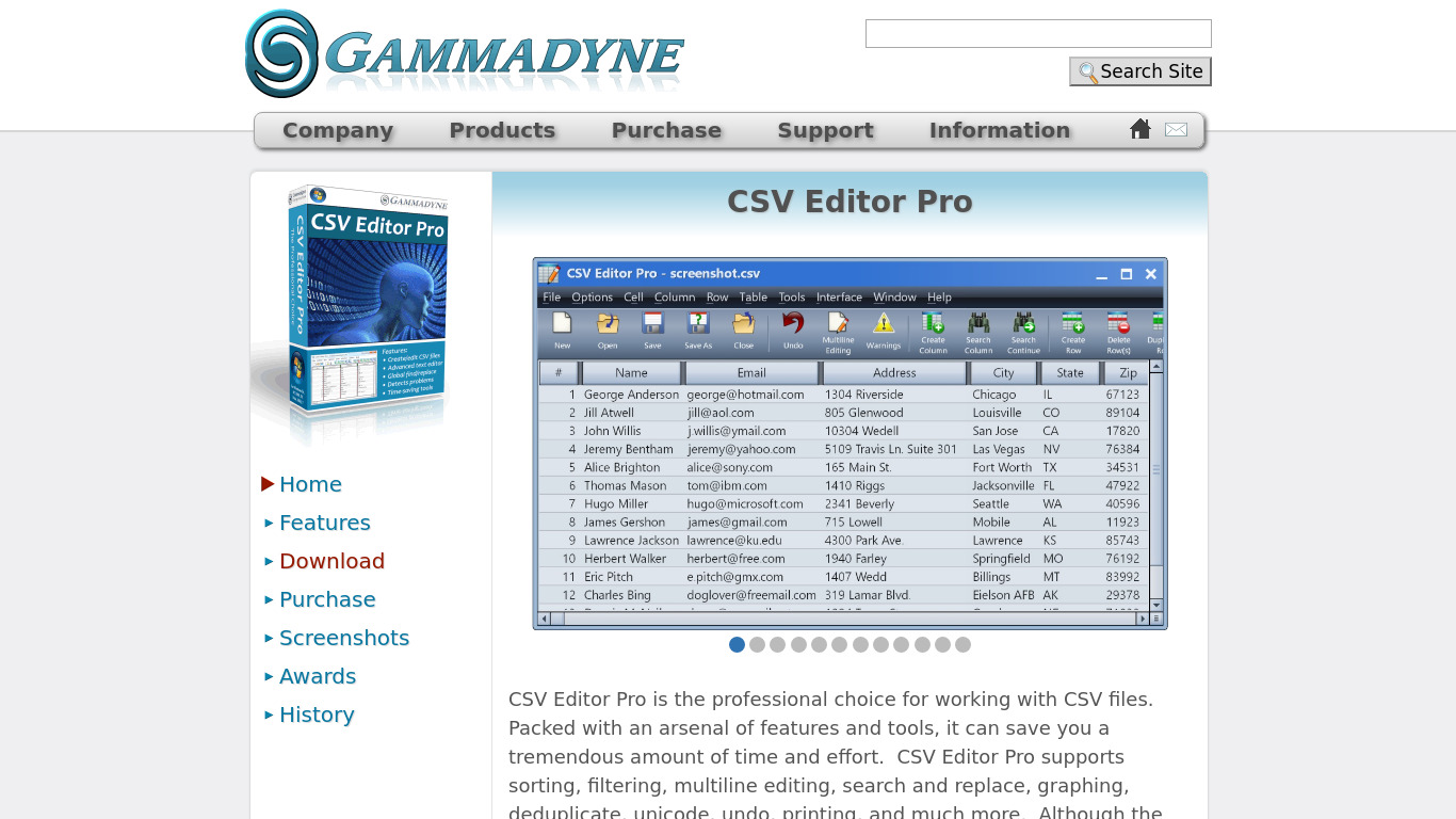 CSV Editor Pro Landing page