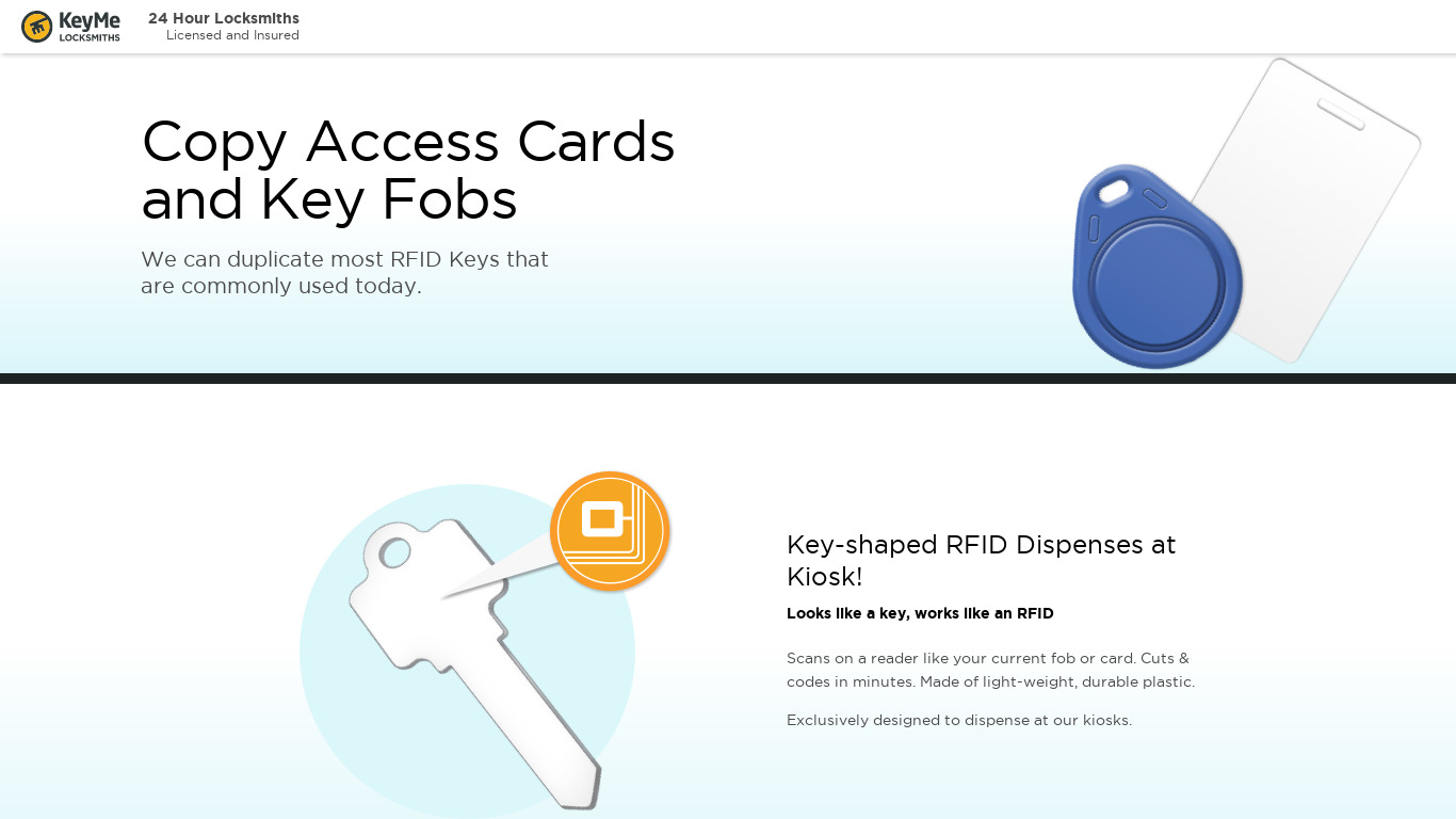 KeyMe RFID Landing page