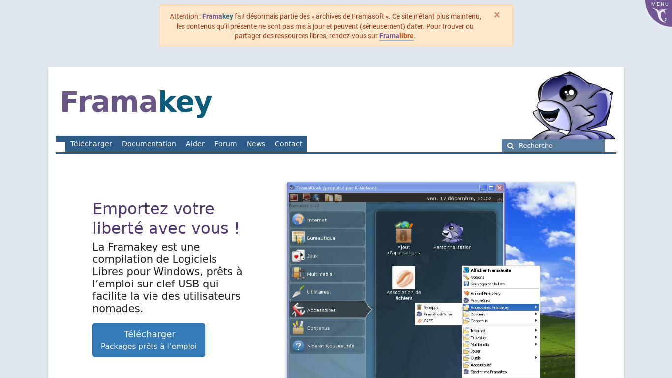 FramaKey Landing page