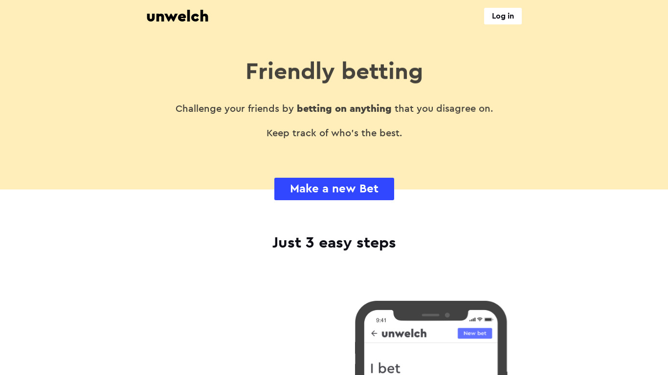 unwelch Landing page