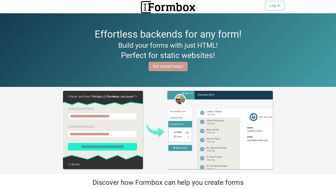 Formbox Landing page