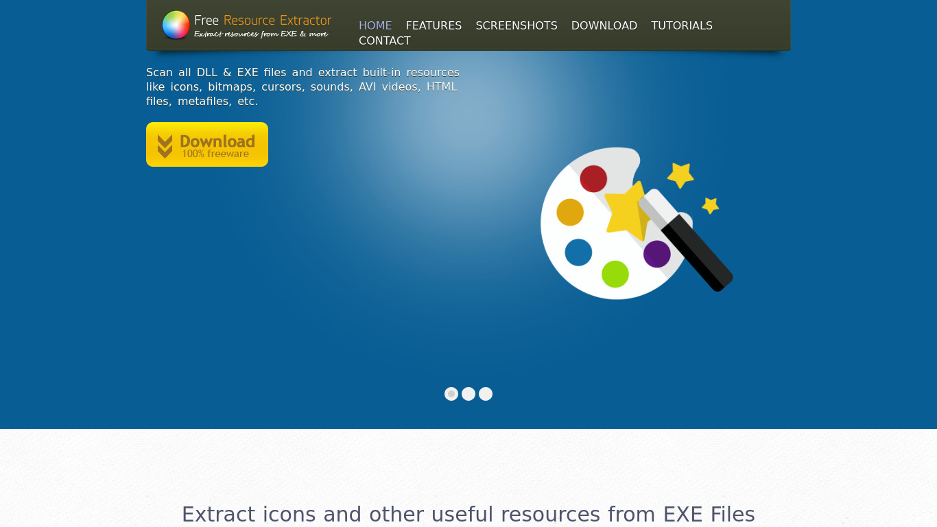 Free Resource Extractor Landing page