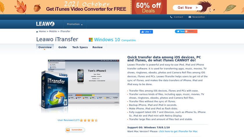 Leawo iTransfer Landing Page