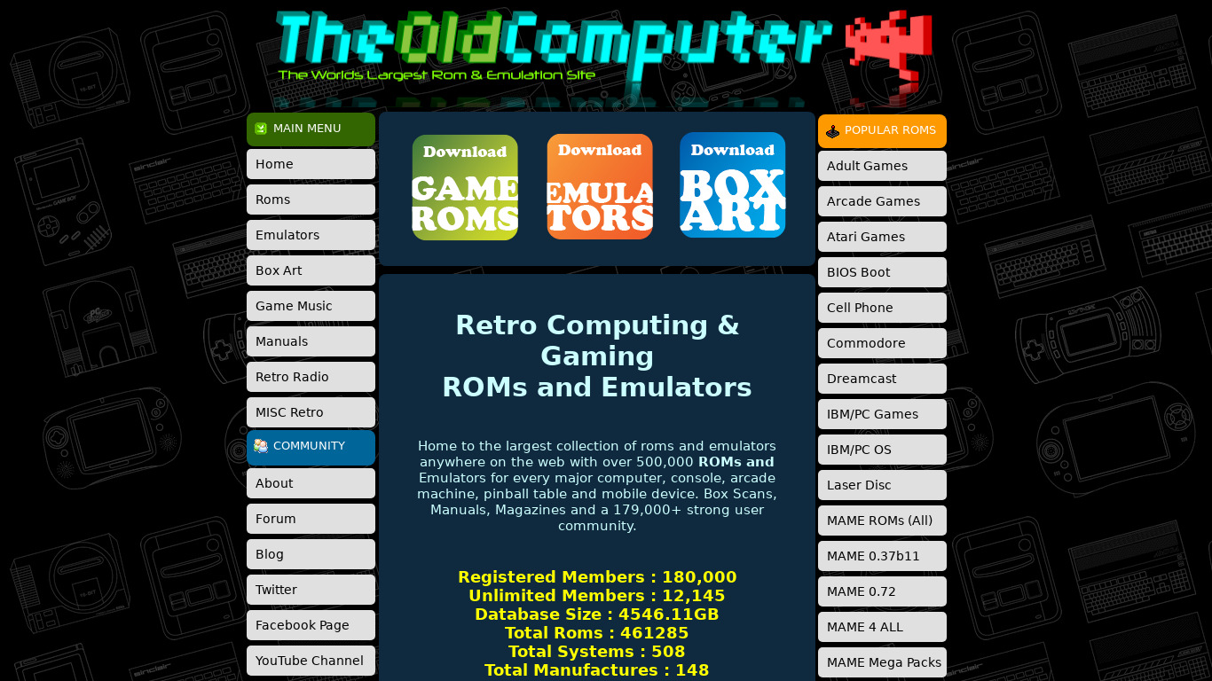The Old Computer Landing page