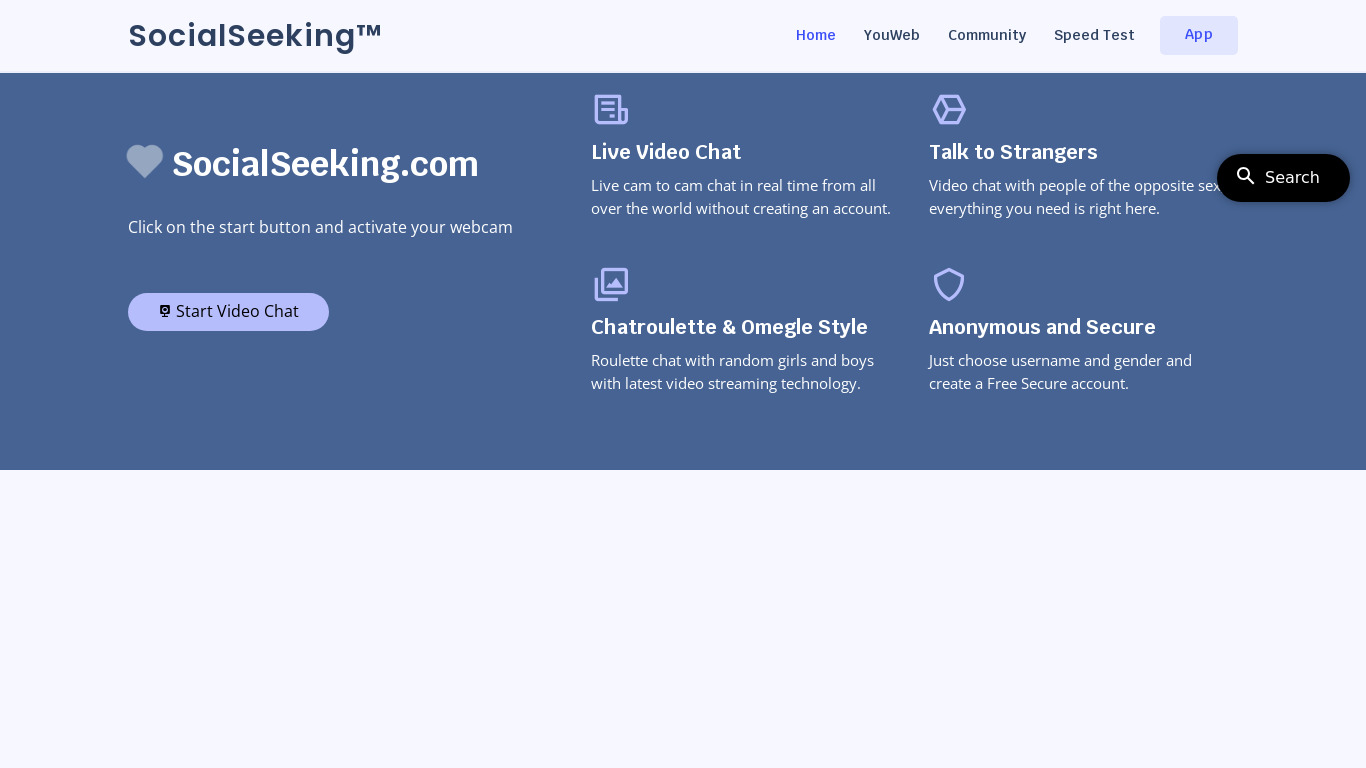 SocialSeeking Landing page
