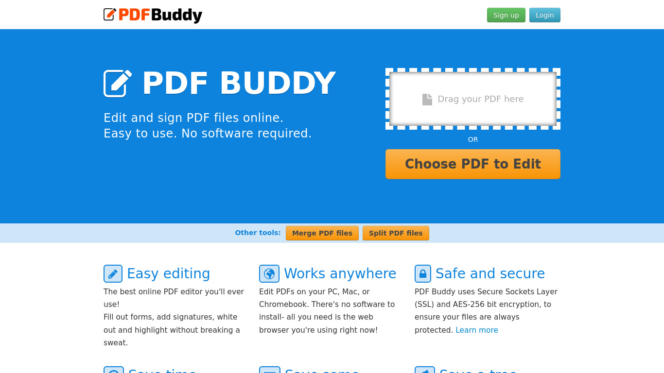 PDF Buddy Landing page