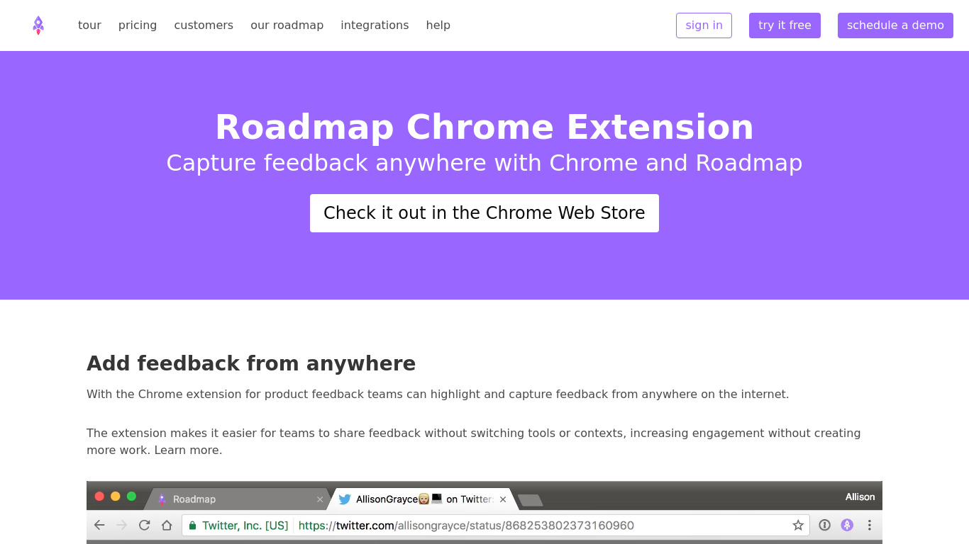 Roadmap for Chrome Landing page