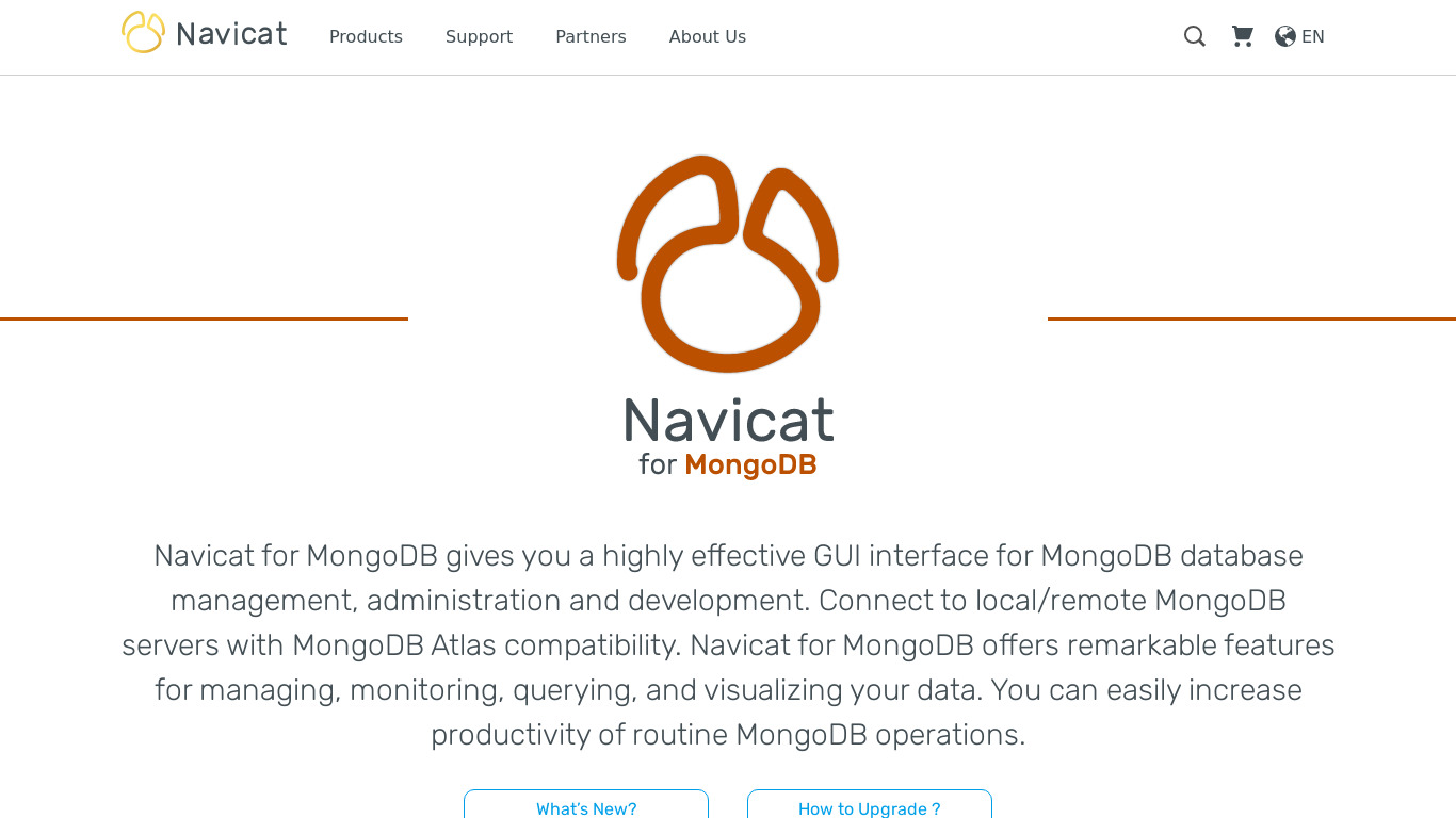 Navicat for MongoDB Landing page