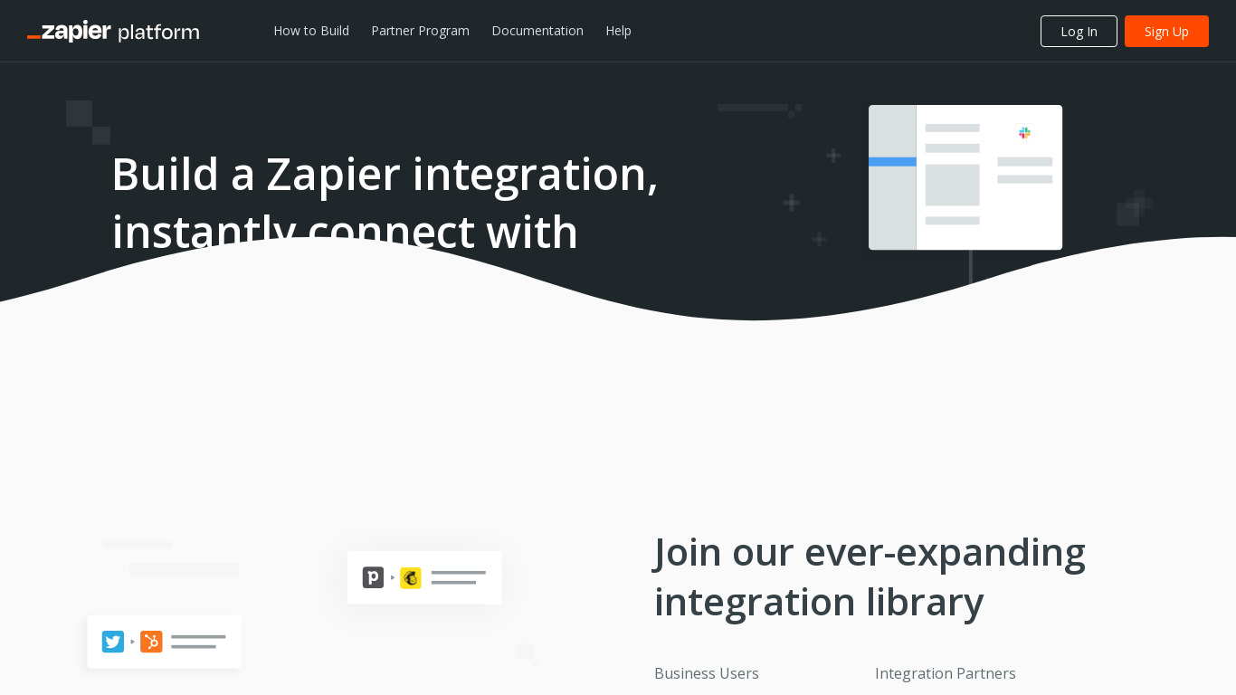 Zapier Developer Platform Landing page