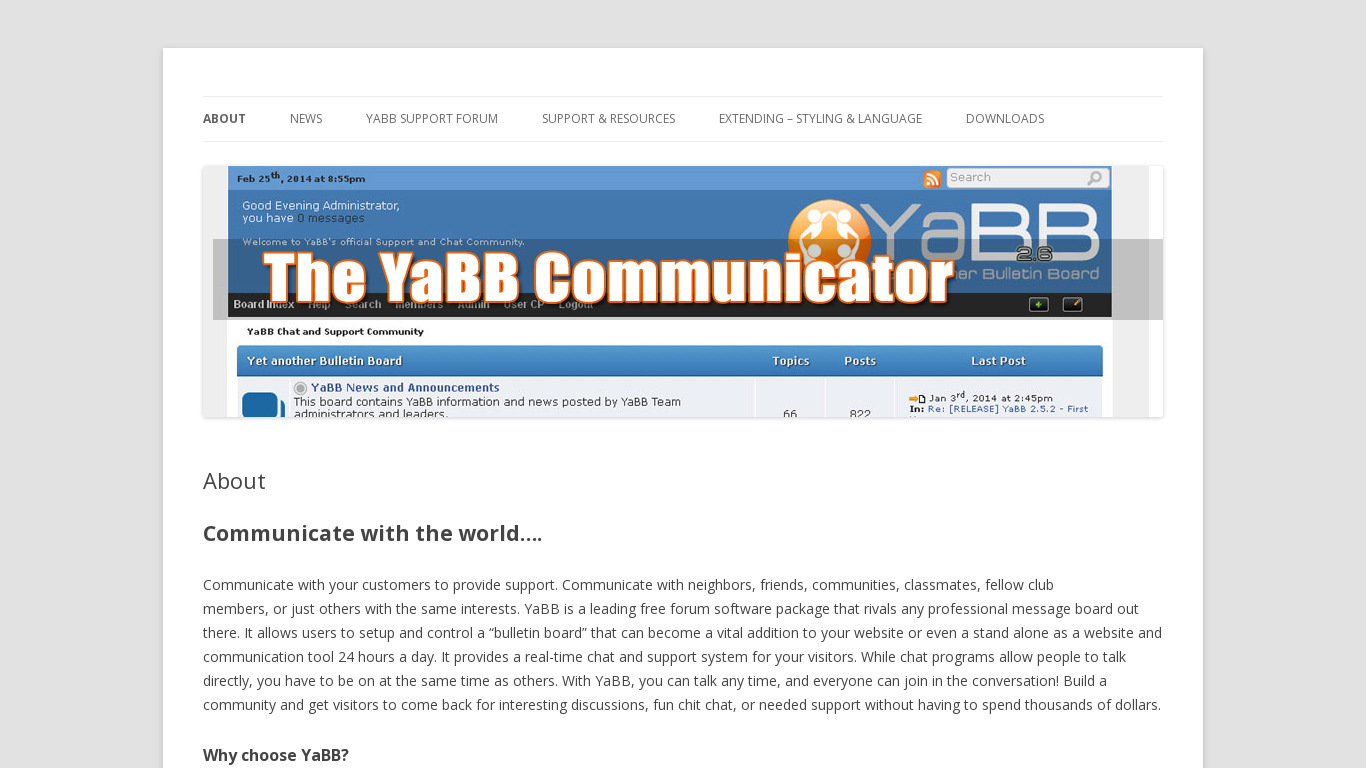 YaBB Landing page