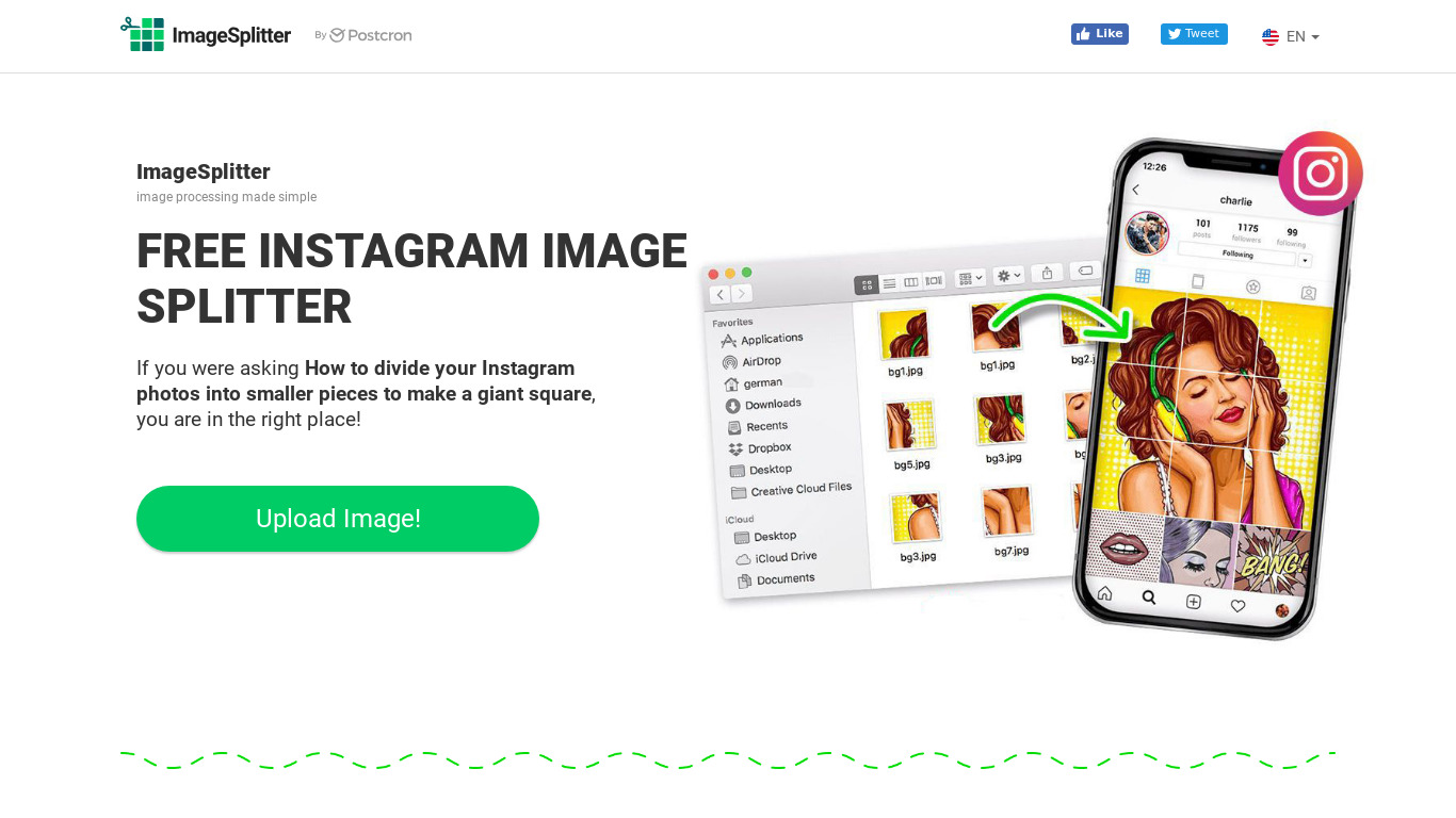 ImageSplitter Landing page