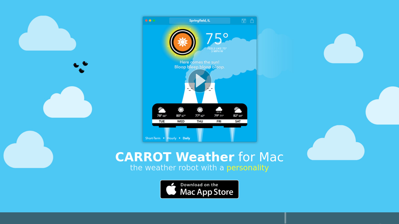 CARROT Weather for Mac Landing page