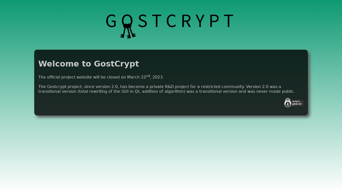 GostCrypt Landing page