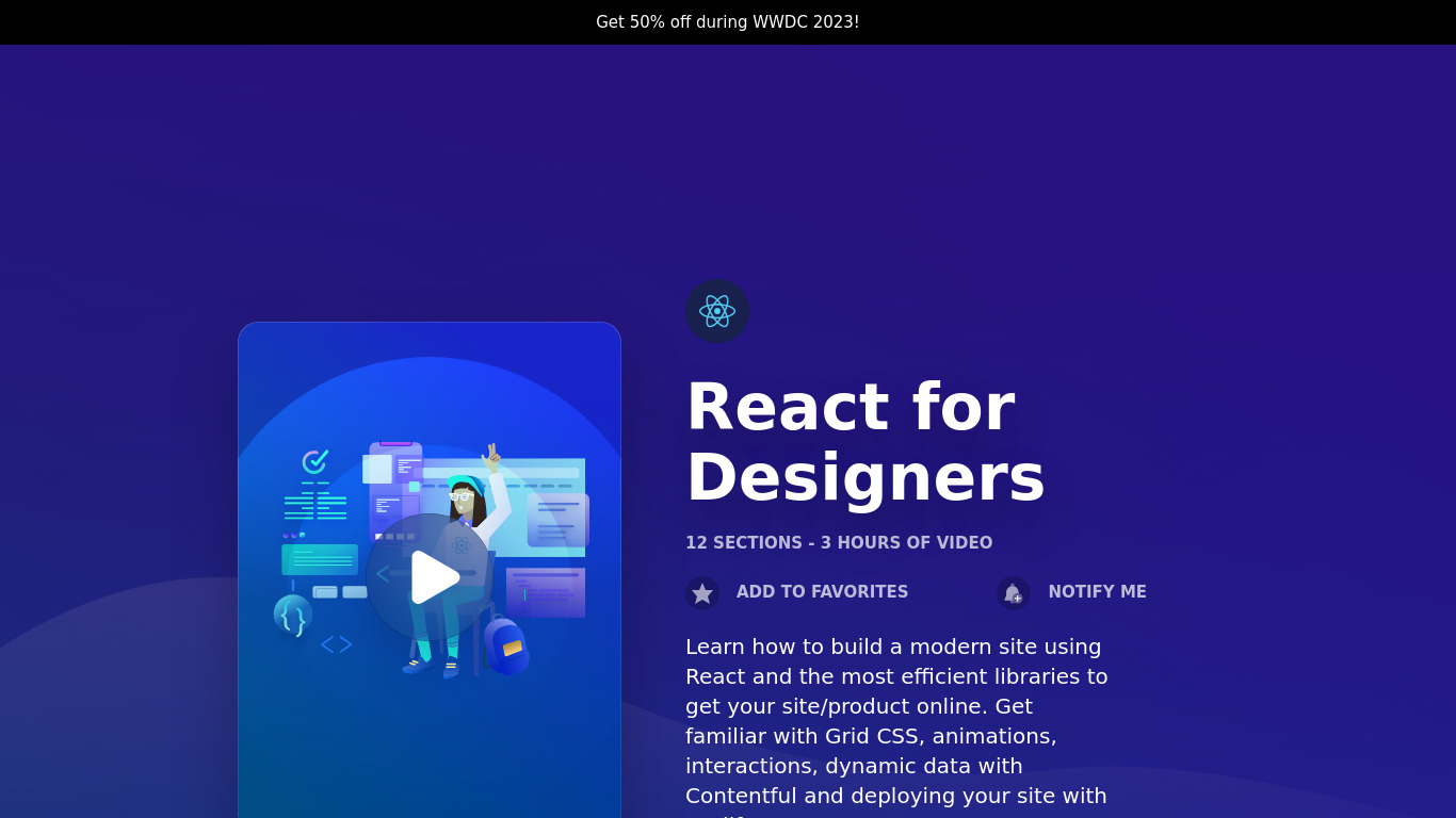 React for Designers Landing page