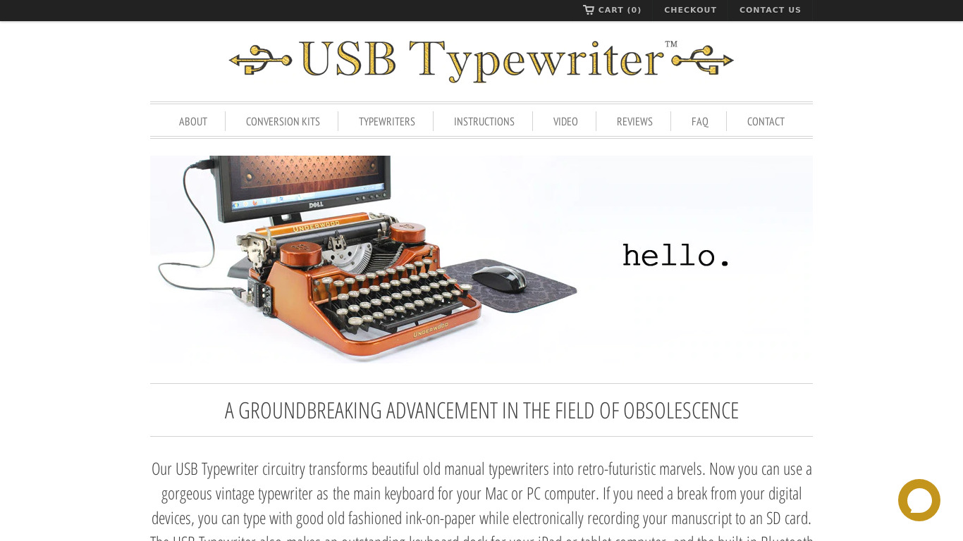 USB Typewriter Landing page
