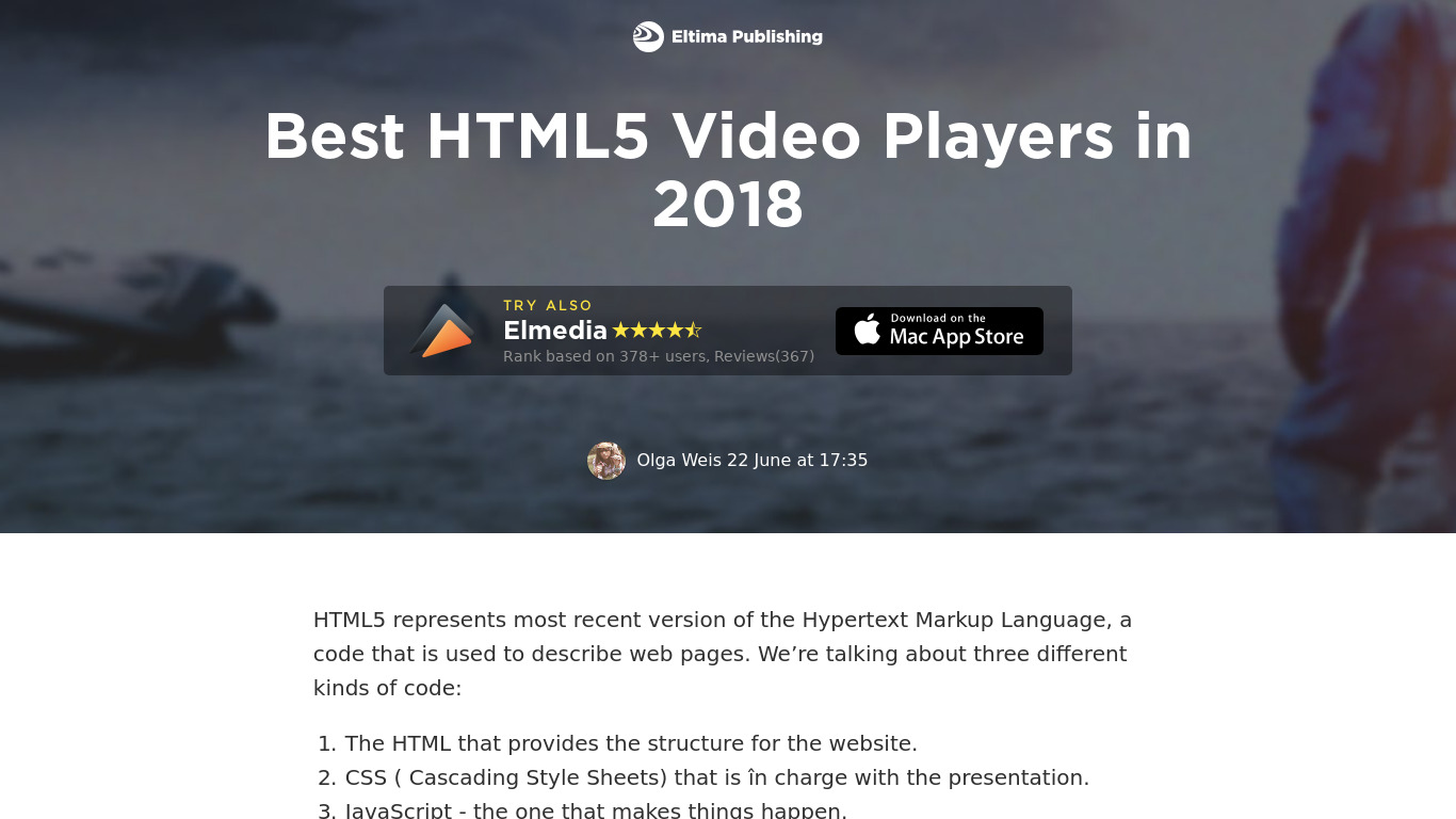 Sublime Video Player Landing page