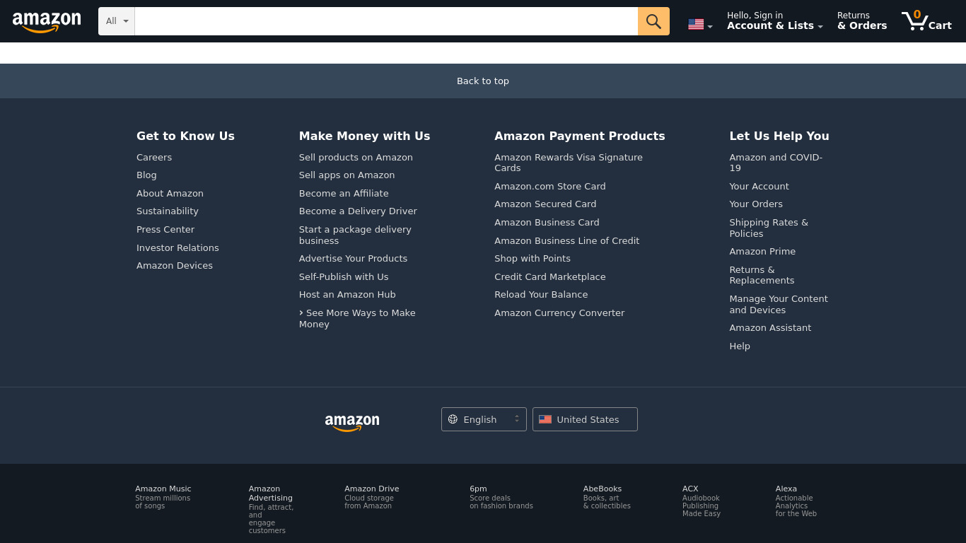 Amazon Restaurants Landing page