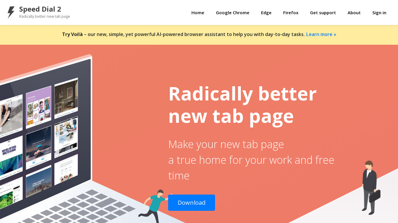 Speed Dial 2 Landing page